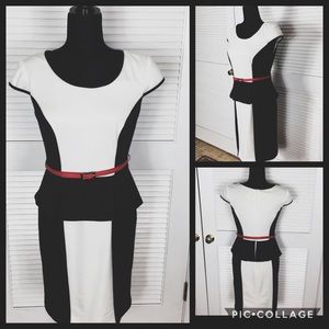 Peplum dress with belt
